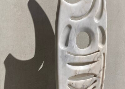 Everything and Nothing: Marble on Slate Base. H: 126 cm, W: 44 cm, D: 44 cm, Weight: 50 Kg.