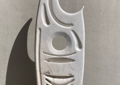 Everything and Nothing: Marble on Slate Base. H: 126 cm, W: 44 cm, D: 44 cm, Weight: 50 Kg.